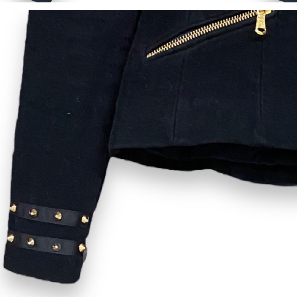 ZARA Trafaluc Spiked Cotton Velvet Asymmetrical Zip Front Utility Jacket Sz S - Picture 9 of 15